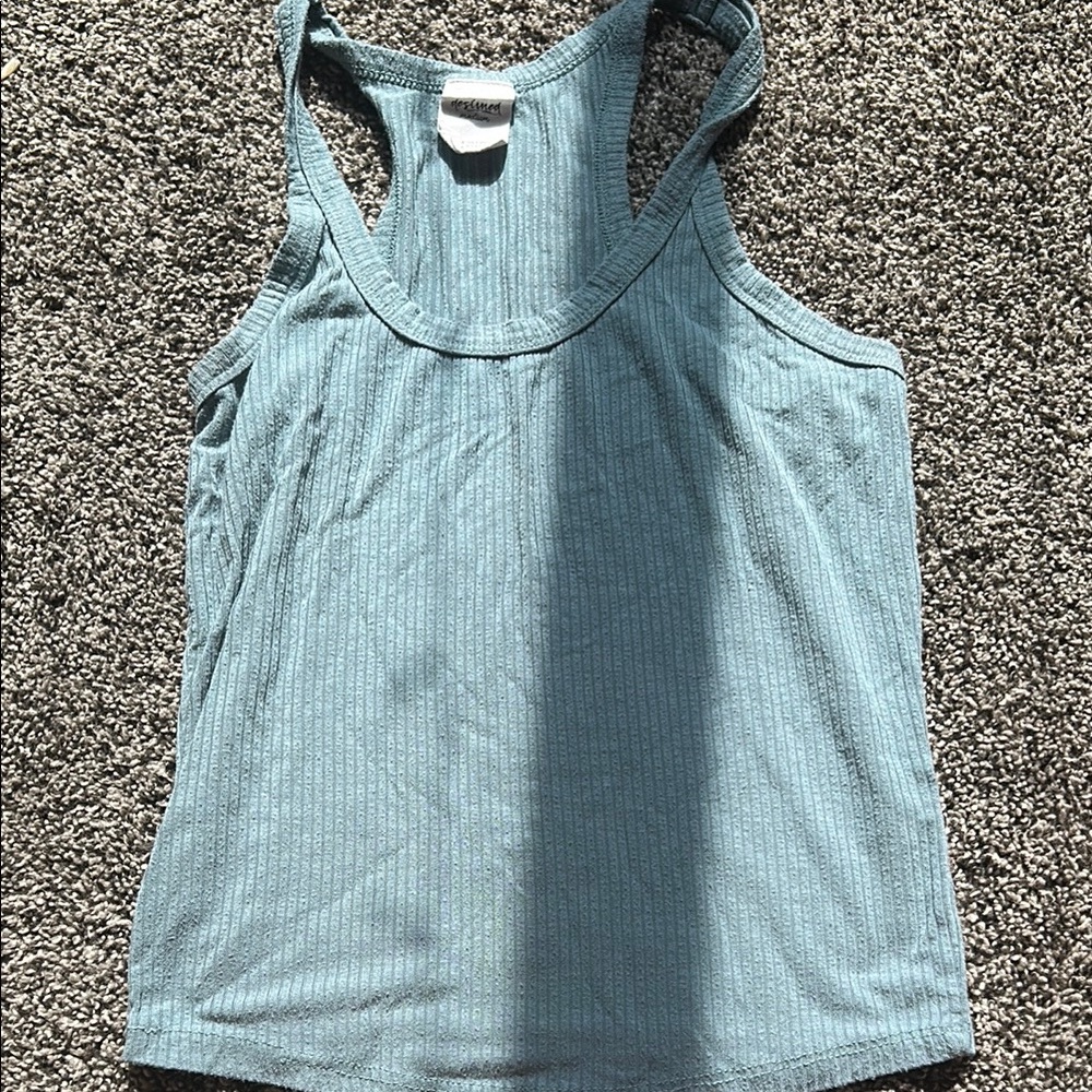 Destination Maternity Blue Ribbed Tank Top